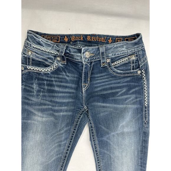 Rock Revival Betty Skinny Jeans Women Size 31 Blue Medium Wash AK12 Distressed  - Picture 4 of 13